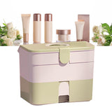 Cosmetic Storage Box 2 Layers Drawer Large Capacity Portable Makeup Storage Box with Handle for Nail Polish Nail Art Green - Extra Image