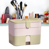 Cosmetic Storage Box 2 Layers Drawer Large Capacity Portable Makeup Storage Box with Handle for Nail Polish Nail Art Green - Extra Image
