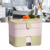 Cosmetic Storage Box 2 Layers Drawer Large Capacity Portable Makeup Storage Box with Handle for Nail Polish Nail Art Green