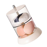 Multi Layer Powder Puff Organizer Breathable Dustproof Earring White Rotatable Container for Home 2 Tiers - Front View