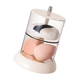 Multi Layer Powder Puff Organizer Breathable Dustproof Earring White Rotatable Container for Home 2 Tiers - Top-Down View