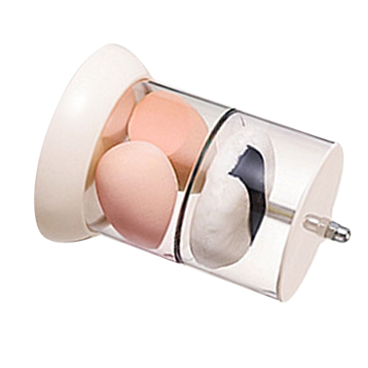 Multi Layer Powder Puff Organizer Breathable Dustproof Earring White Rotatable Container for Home 2 Tiers