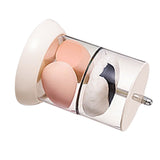 Multi Layer Powder Puff Organizer Breathable Dustproof Earring White Rotatable Container for Home 2 Tiers