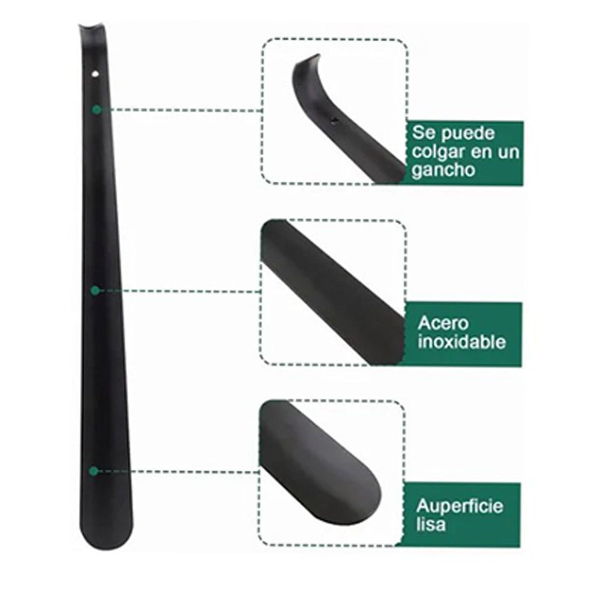 2 PCS Straight Handle Shoe Horn Anti Bending Stainless Steel Shoehorn for Seniors Pregnant Women