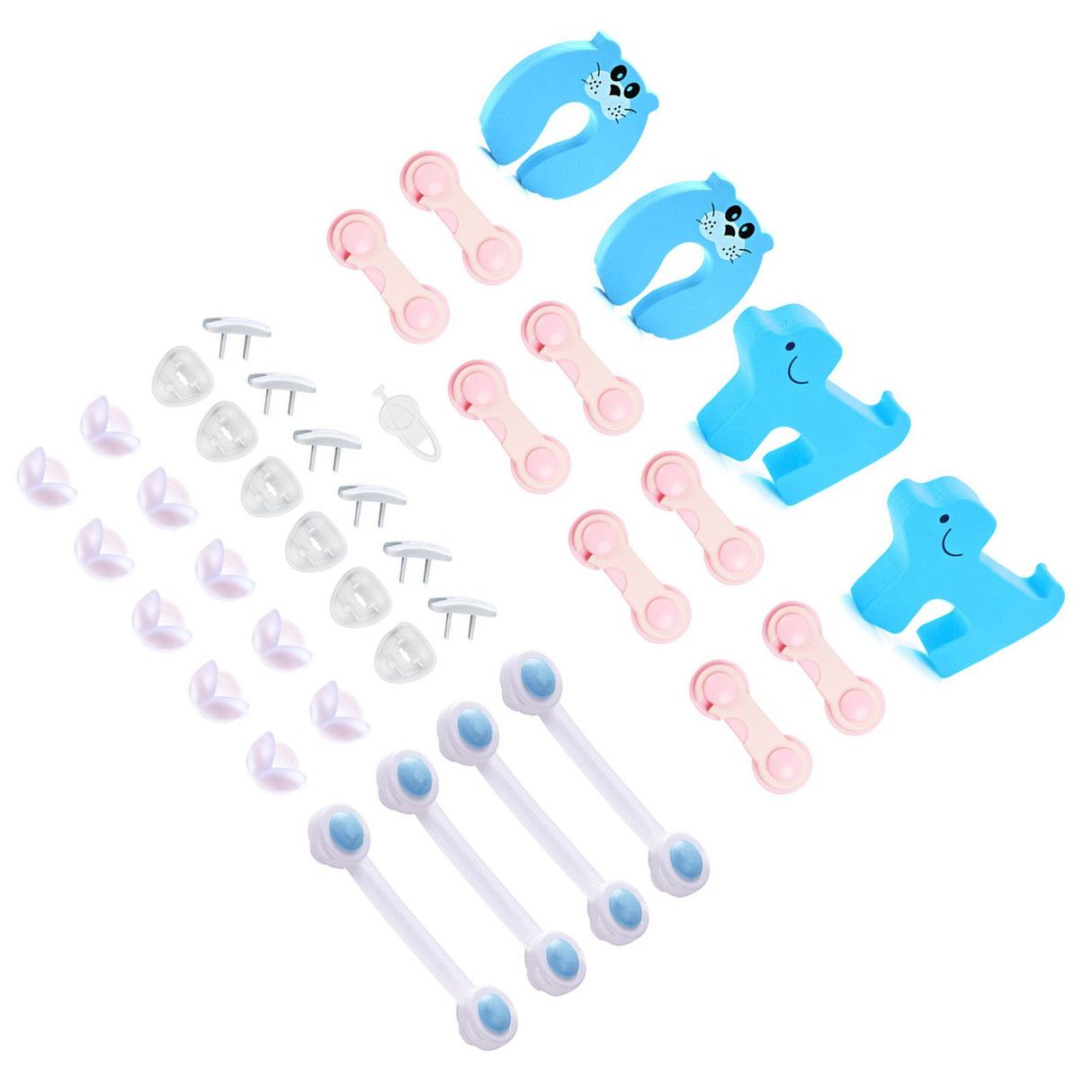 39pcs Child Proof Safety Locks Self Adhesive Baby Proofing Cabinet Locks Corner Protectors Outlets Covers for US Plug