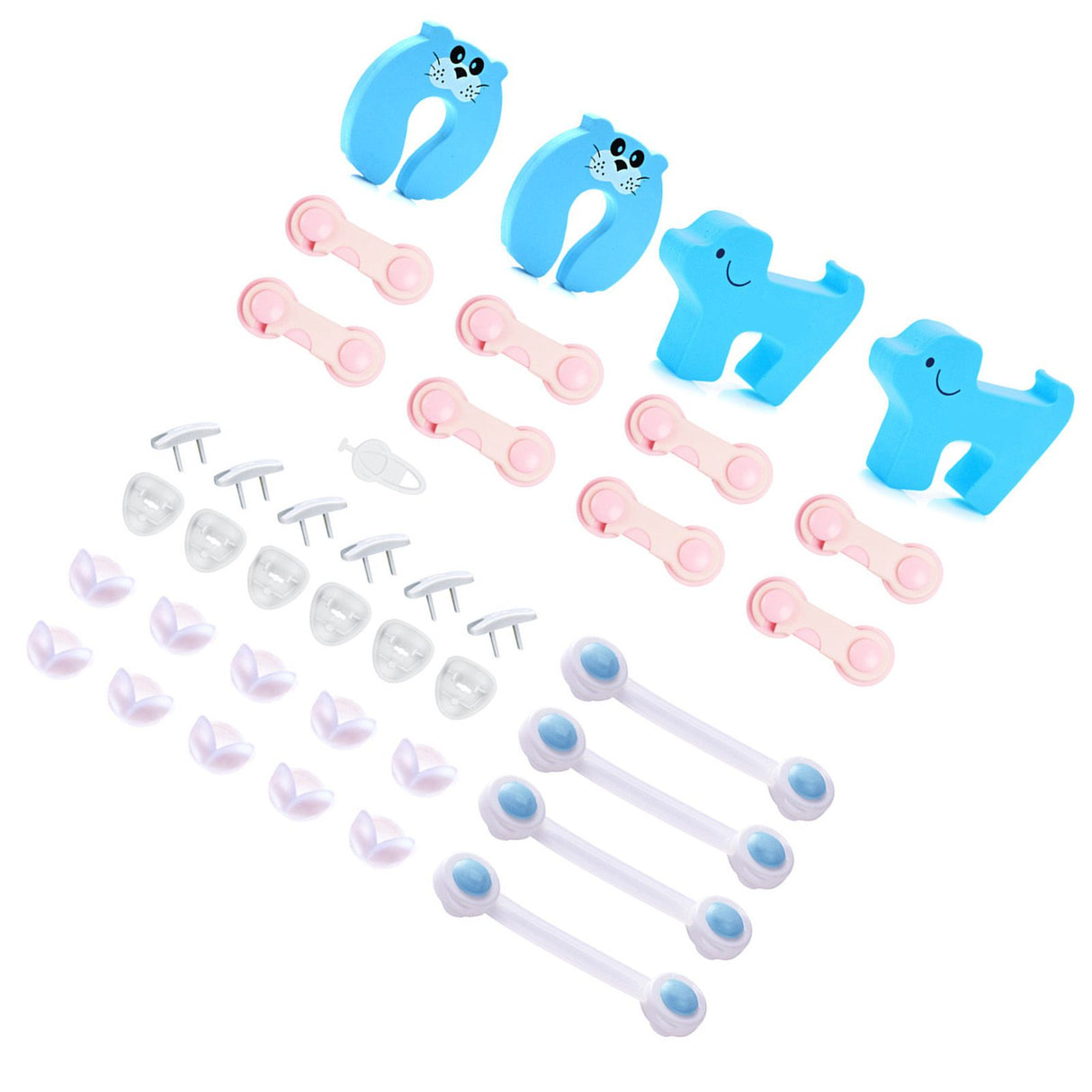 39pcs Child Proof Safety Locks Self Adhesive Baby Proofing Cabinet Locks Corner Protectors Outlets Covers for US Plug