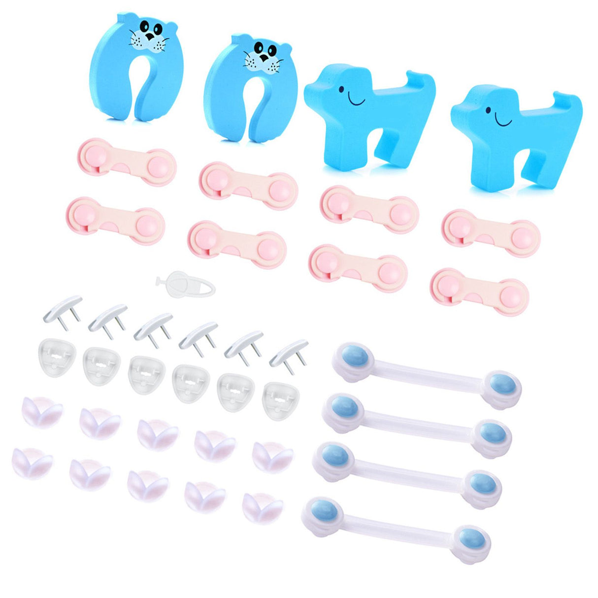39pcs Child Proof Safety Locks Self Adhesive Baby Proofing Cabinet Locks Corner Protectors Outlets Covers for US Plug
