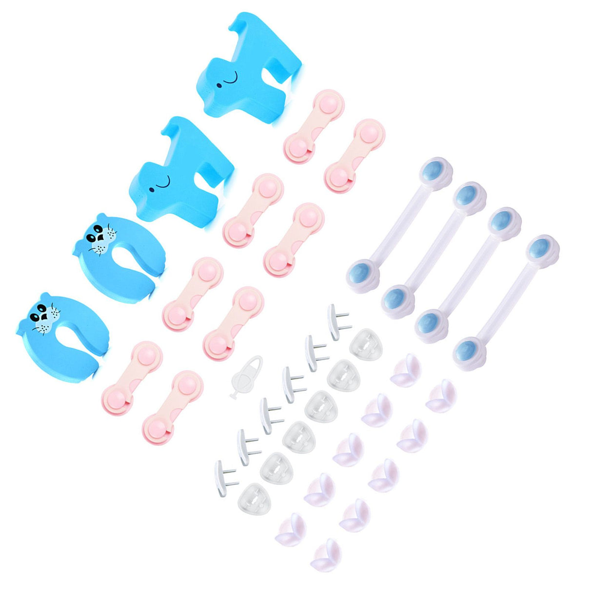 39pcs Child Proof Safety Locks Self Adhesive Baby Proofing Cabinet Locks Corner Protectors Outlets Covers for US Plug