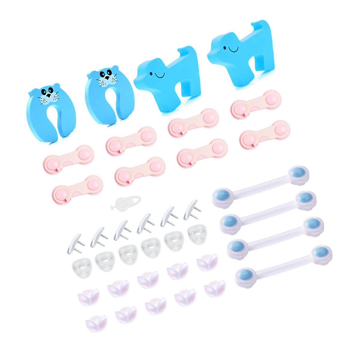 39pcs Child Proof Safety Locks Self Adhesive Baby Proofing Cabinet Locks Corner Protectors Outlets Covers for US Plug