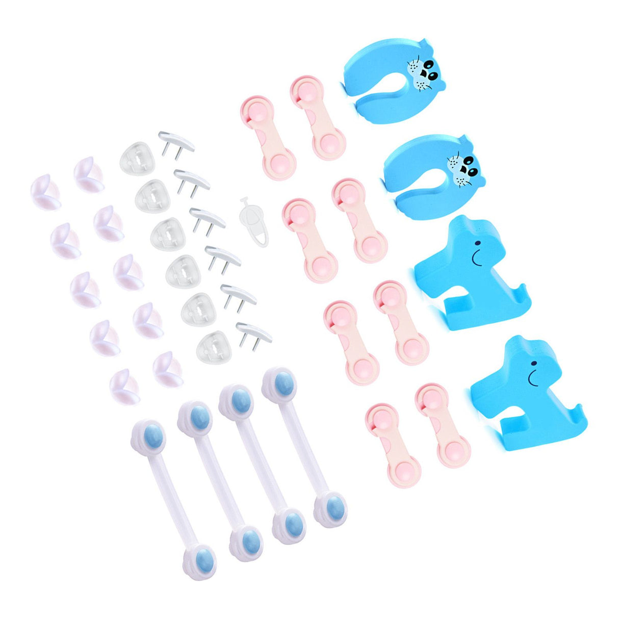 39pcs Child Proof Safety Locks Self Adhesive Baby Proofing Cabinet Locks Corner Protectors Outlets Covers for US Plug