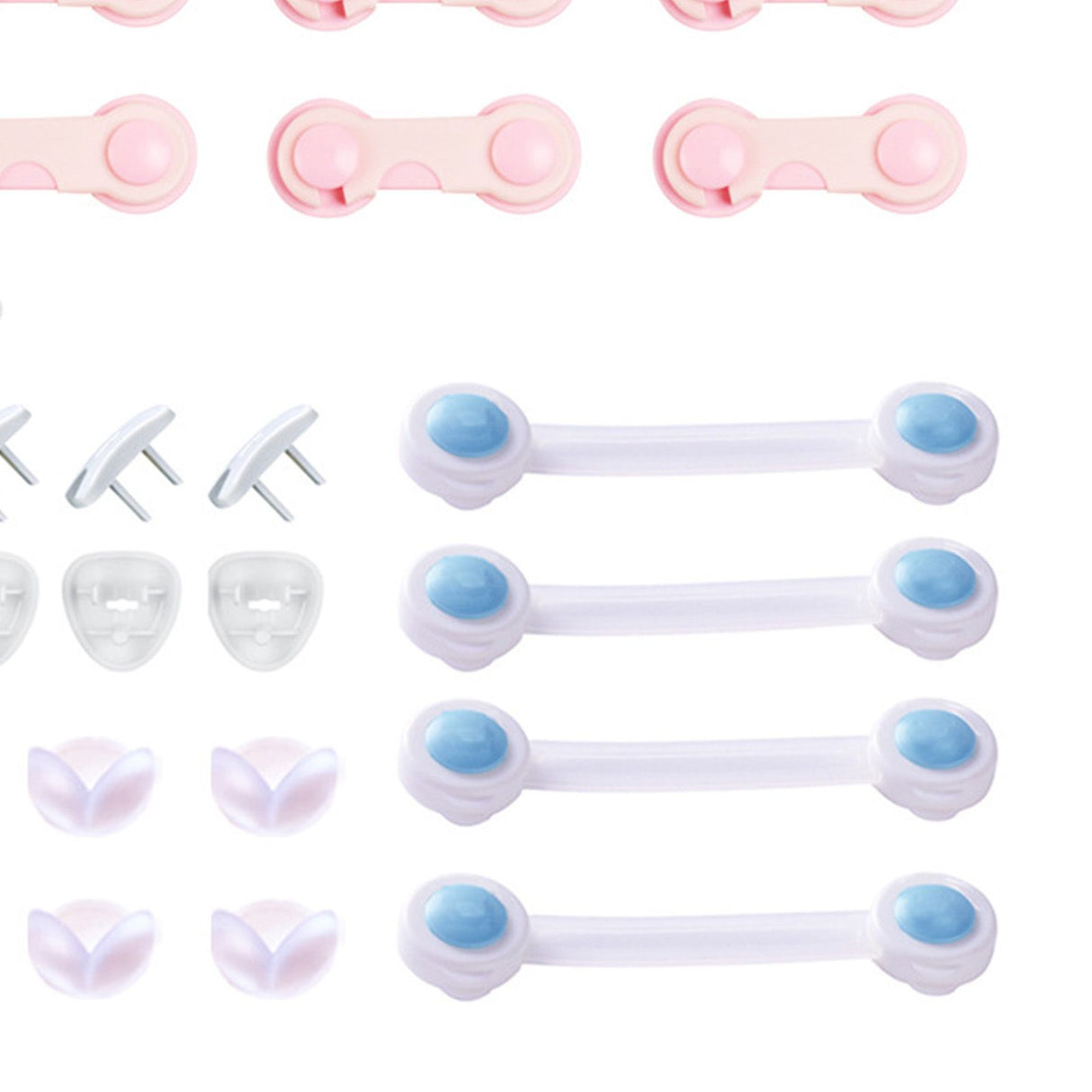 39pcs Child Proof Safety Locks Self Adhesive Baby Proofing Cabinet Locks Corner Protectors Outlets Covers for US Plug