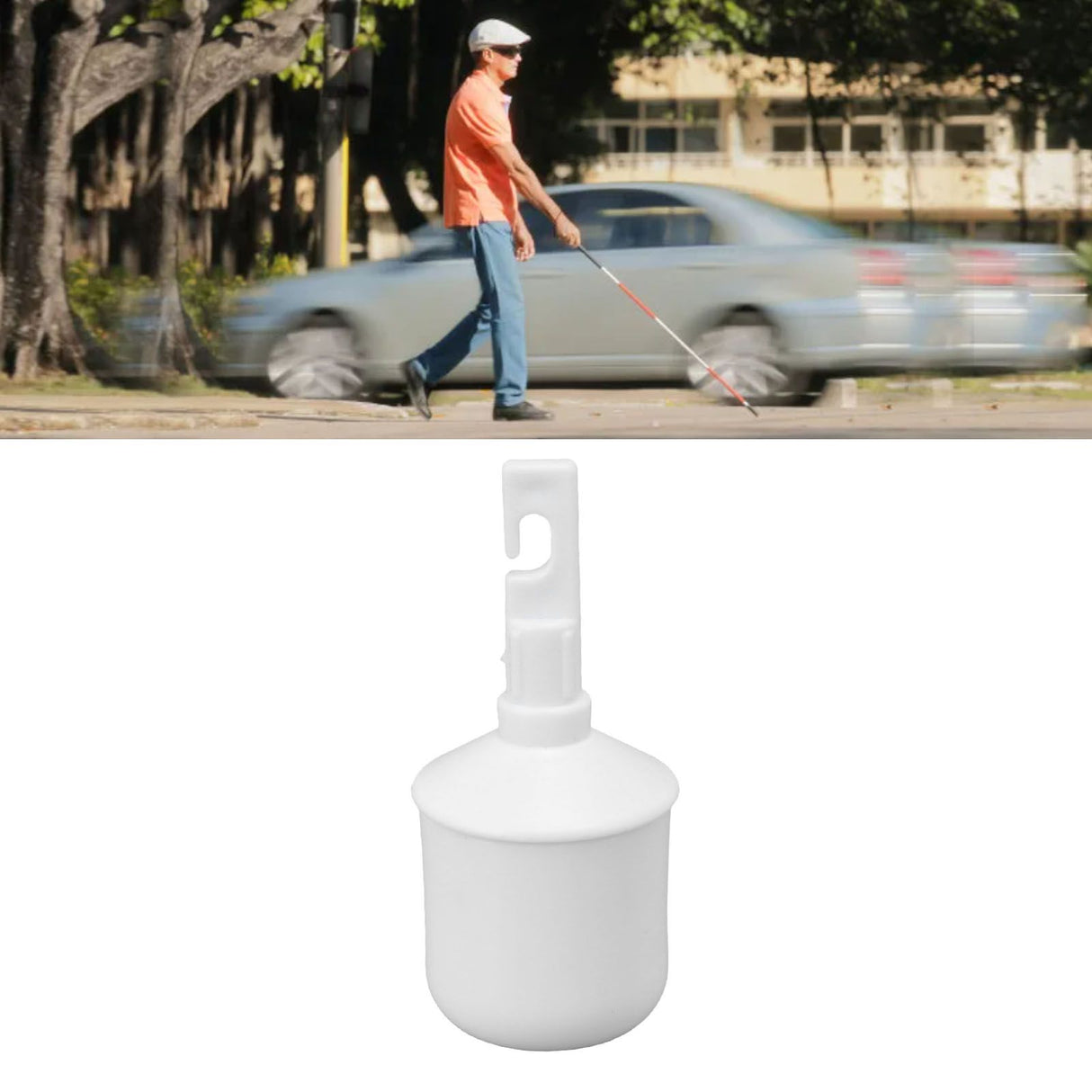 Blind Walking Cane Tip ABS Touchdown Lighting Self Standing Cane Roller Tip with Light for Travel Hiking
