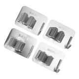 4Pcs Silver Mop Broom Holder with Hook Wall Mounted 304 Stainless Steel Mop Clip Holder - Close-Up Angle