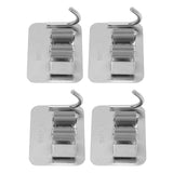 4Pcs Silver Mop Broom Holder with Hook Wall Mounted 304 Stainless Steel Mop Clip Holder