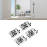 4Pcs Silver Mop Broom Holder with Hook Wall Mounted 304 Stainless Steel Mop Clip Holder