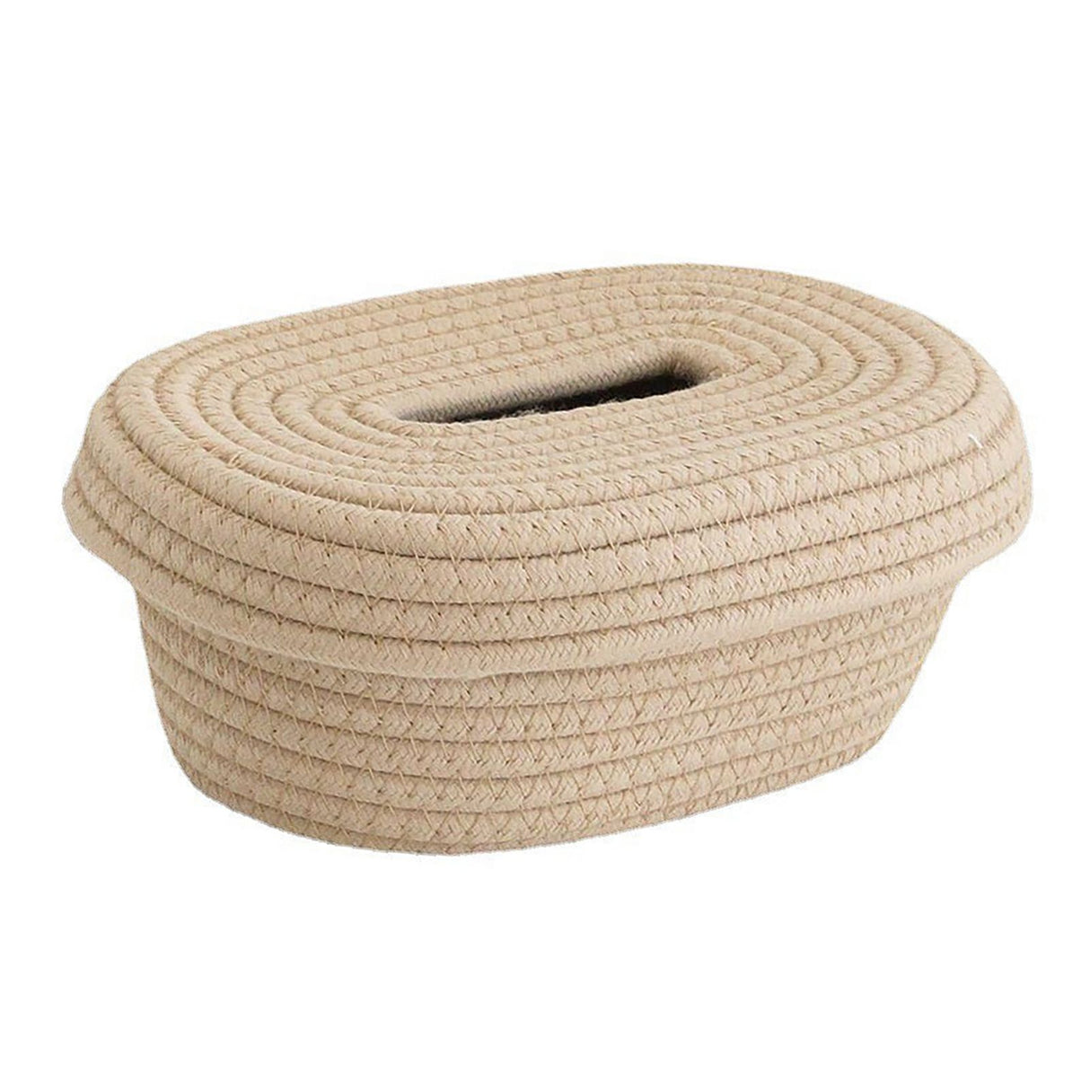 Tissue Box Cover Handmade Cotton Rope Napkin Tissue Holder Decorative Household Desktop Tissue Storage Box Khaki