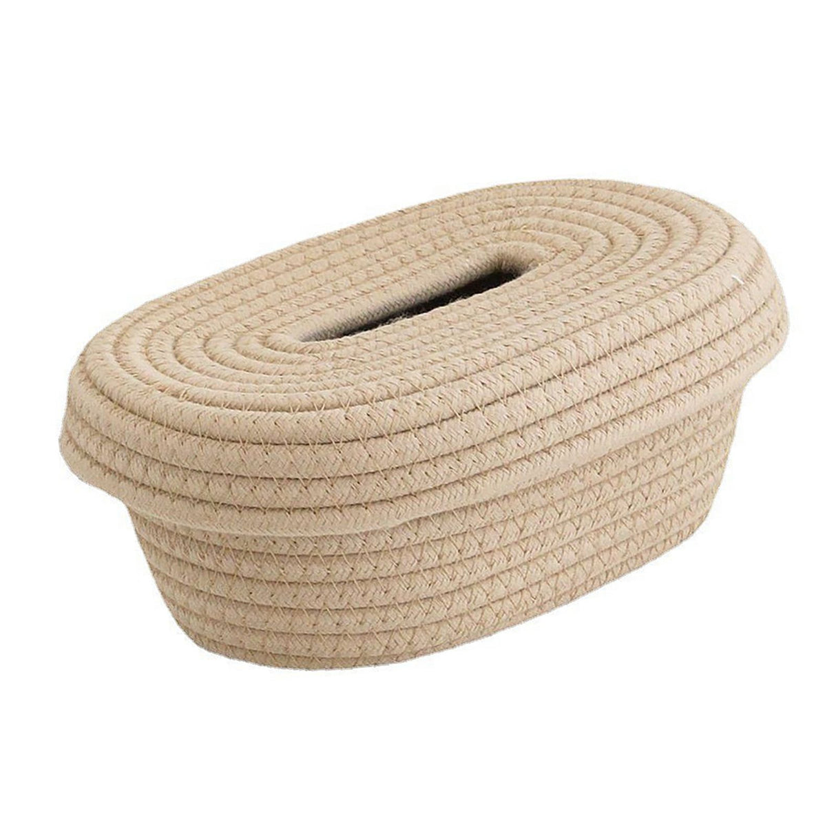 Tissue Box Cover Handmade Cotton Rope Napkin Tissue Holder Decorative Household Desktop Tissue Storage Box Khaki