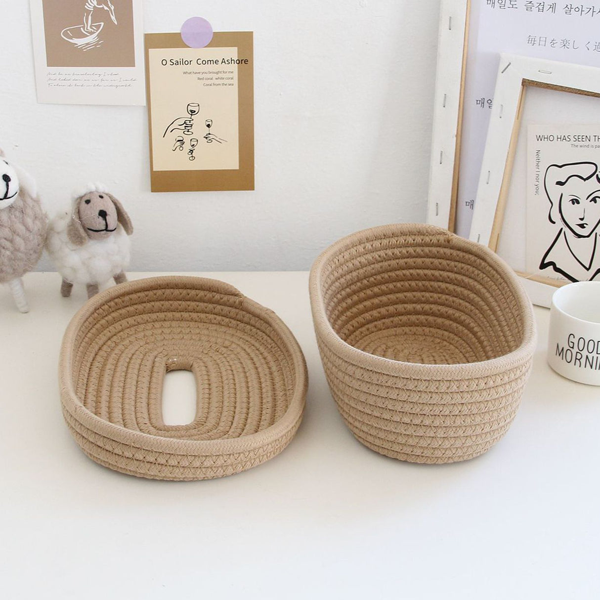 Tissue Box Cover Handmade Cotton Rope Napkin Tissue Holder Decorative Household Desktop Tissue Storage Box Khaki
