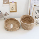 Tissue Box Cover Handmade Cotton Rope Napkin Tissue Holder Decorative Household Desktop Tissue Storage Box Khaki