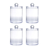 4Pcs Storage Jar Clear Round PS Plastic Bathroom Canister Set for Qtips Cotton Swabs Balls Cosmetic Pads
