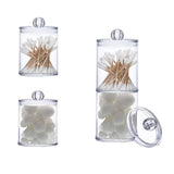 4Pcs Storage Jar Clear Round PS Plastic Bathroom Canister Set for Qtips Cotton Swabs Balls Cosmetic Pads - Side View