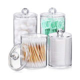 4Pcs Storage Jar Clear Round PS Plastic Bathroom Canister Set for Qtips Cotton Swabs Balls Cosmetic Pads