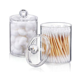 4Pcs Storage Jar Clear Round PS Plastic Bathroom Canister Set for Qtips Cotton Swabs Balls Cosmetic Pads