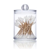 4Pcs Storage Jar Clear Round PS Plastic Bathroom Canister Set for Qtips Cotton Swabs Balls Cosmetic Pads - Rear View