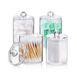 4Pcs Storage Jar Clear Round PS Plastic Bathroom Canister Set for Qtips Cotton Swabs Balls Cosmetic Pads