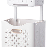 Collapsible Laundry Basket Portable Foldable Laundry Hamper Clothes Storage Organizer Basket for Home Hotel Rose Gold Combination