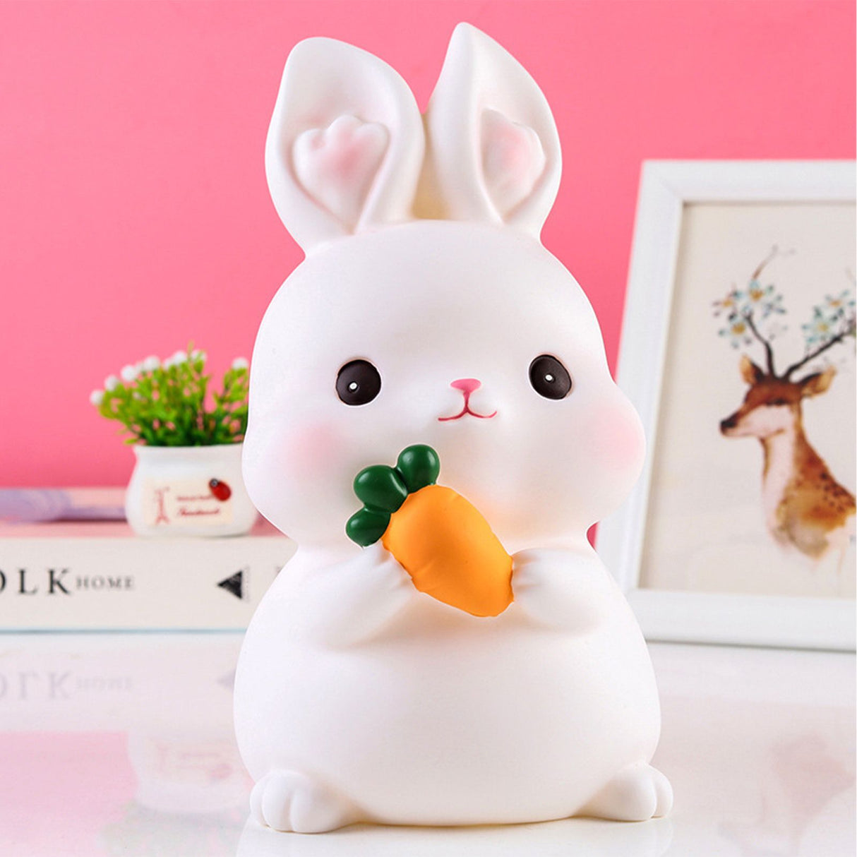 Kids Piggy Bank Cute Cartoon Money Coin Bank Anti Fall Vinyl Resin Money Bank for Boys Girls Bunny