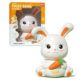 Piggy Bank Plastic Cute Rabbit Shape Fall Prevention Large Capacity Bunny Money Box for Children Gift - Front View