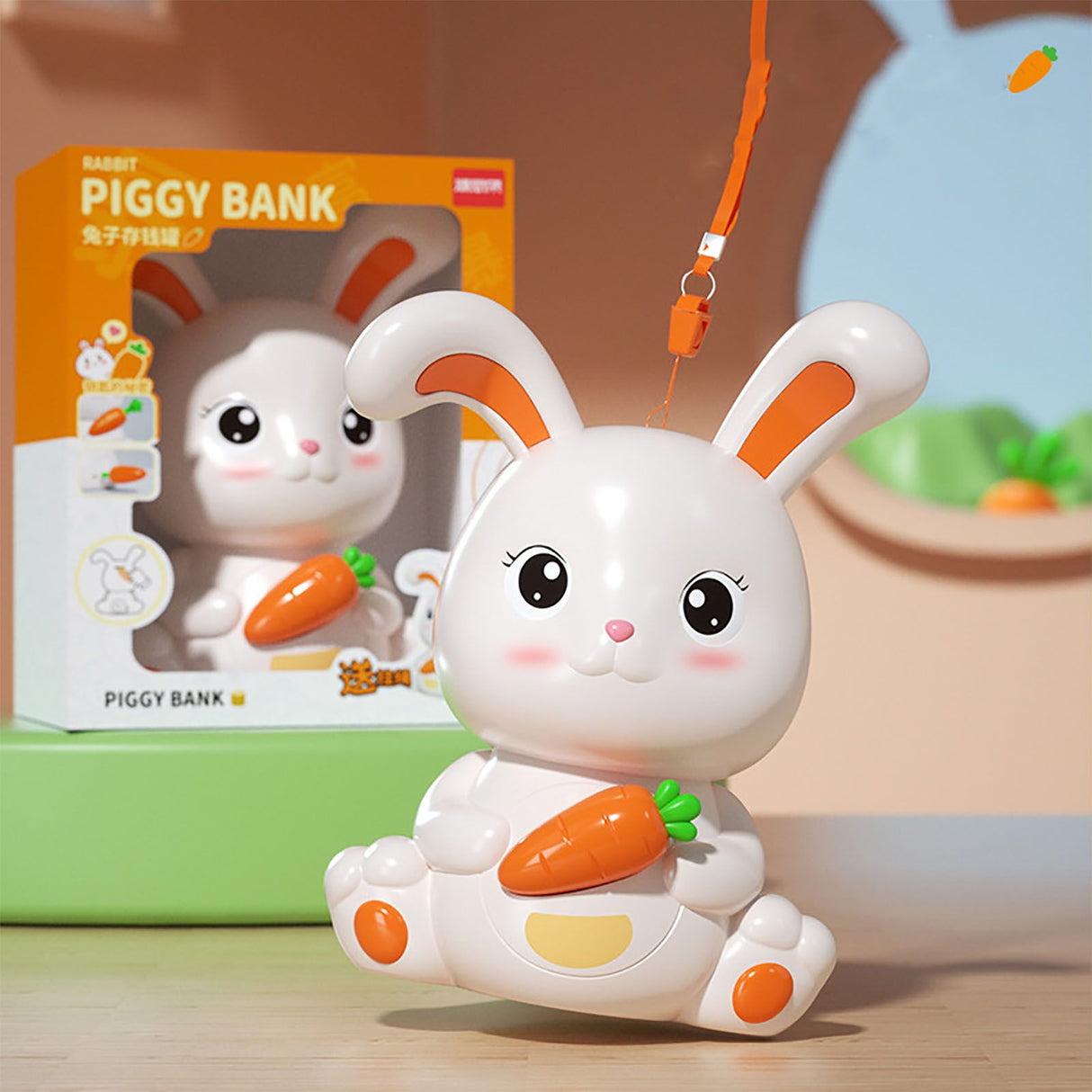 Piggy Bank Plastic Cute Rabbit Shape Fall Prevention Large Capacity Bunny Money Box for Children Gift