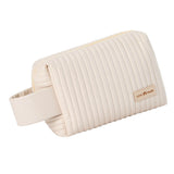 Makeup Cosmetic Bags with Handle Zipper Large Capacity Soft PU Leather Portable Travel Toiletry Bag Beige