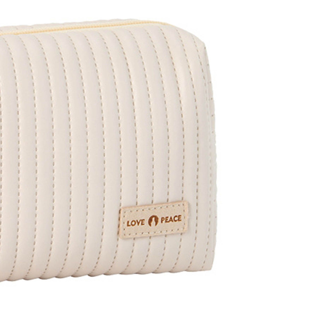 Makeup Cosmetic Bags with Handle Zipper Large Capacity Soft PU Leather Portable Travel Toiletry Bag Beige