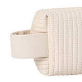 Makeup Cosmetic Bags with Handle Zipper Large Capacity Soft PU Leather Portable Travel Toiletry Bag Beige