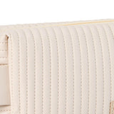 Makeup Cosmetic Bags with Handle Zipper Large Capacity Soft PU Leather Portable Travel Toiletry Bag Beige - Extra Image
