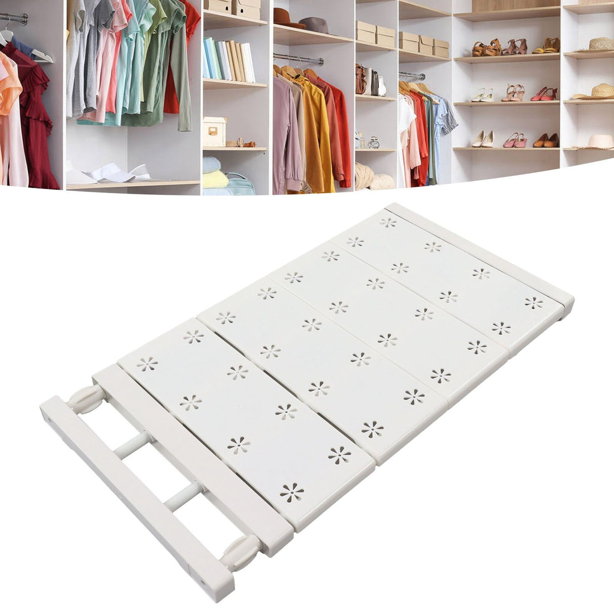 Wardrobe Partition Board Storage Extendable Rod Space Saving Layered Partition Board for Cabinet 18.9-31.5in