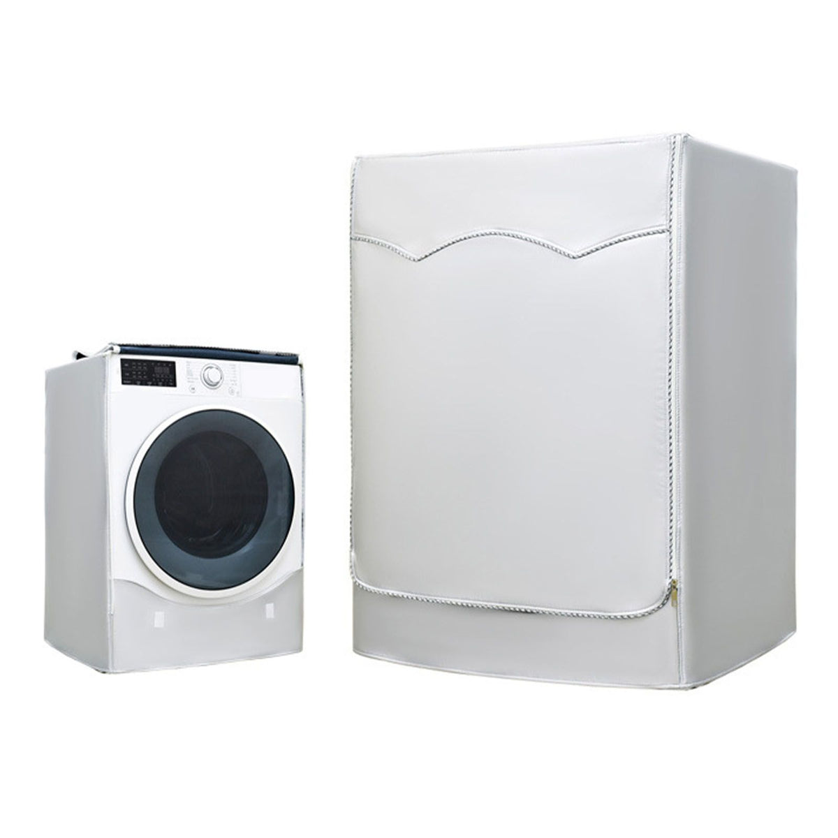 Washing Machine Cover Waterproof Dustproof Sunscreen for Fully Automatic Washer Silvering Oxford Cloth Piping Zipper L