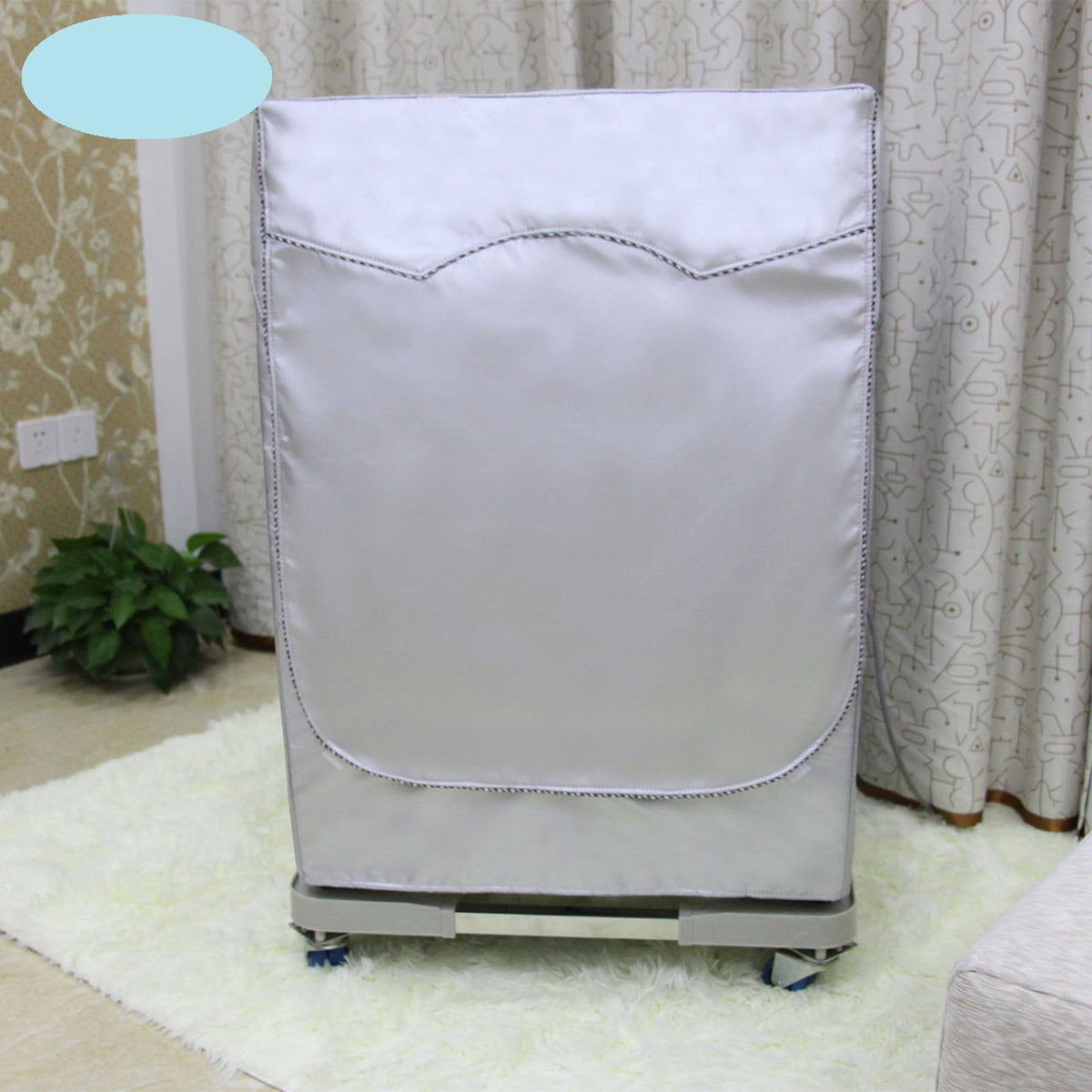 Washing Machine Cover Waterproof Dustproof Sunscreen for Fully Automatic Washer Silvering Oxford Cloth Piping Zipper L