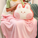 Animal Shape Pillow Stuffed Cushion Toy Flannel Plush Animal Soft Pillow for Kids Christmas Gift Watermelon Red Rabbit 40x30cm - Top-Down View