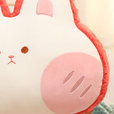 Animal Shape Pillow Stuffed Cushion Toy Flannel Plush Animal Soft Pillow for Kids Christmas Gift Watermelon Red Rabbit 40x30cm - Rear View