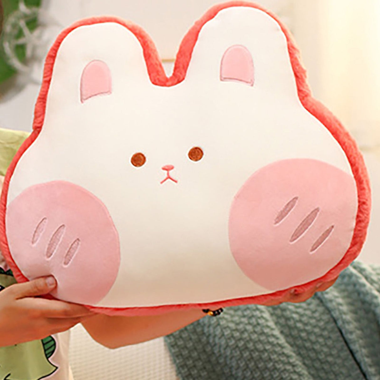 Animal Shape Pillow Stuffed Cushion Toy Flannel Plush Animal Soft Pillow for Kids Christmas Gift Watermelon Red Rabbit 40x30cm