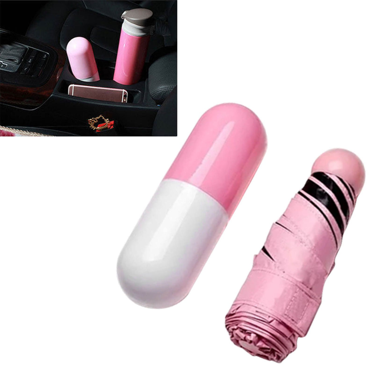 Pocket Umbrella Mini Compact Foldable Umbrella Pink for Sunny and Rainny Days 6 Umbrella Ribs