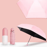 Pocket Umbrella Mini Compact Foldable Umbrella Pink for Sunny and Rainny Days 6 Umbrella Ribs