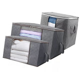 Clothes Storage Bag Large Capacity Foldable Clothing Moving Bag with Front Transparent Window - Side View