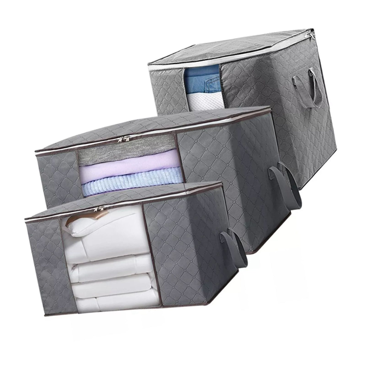 Clothes Storage Bag Large Capacity Foldable Clothing Moving Bag with Front Transparent Window