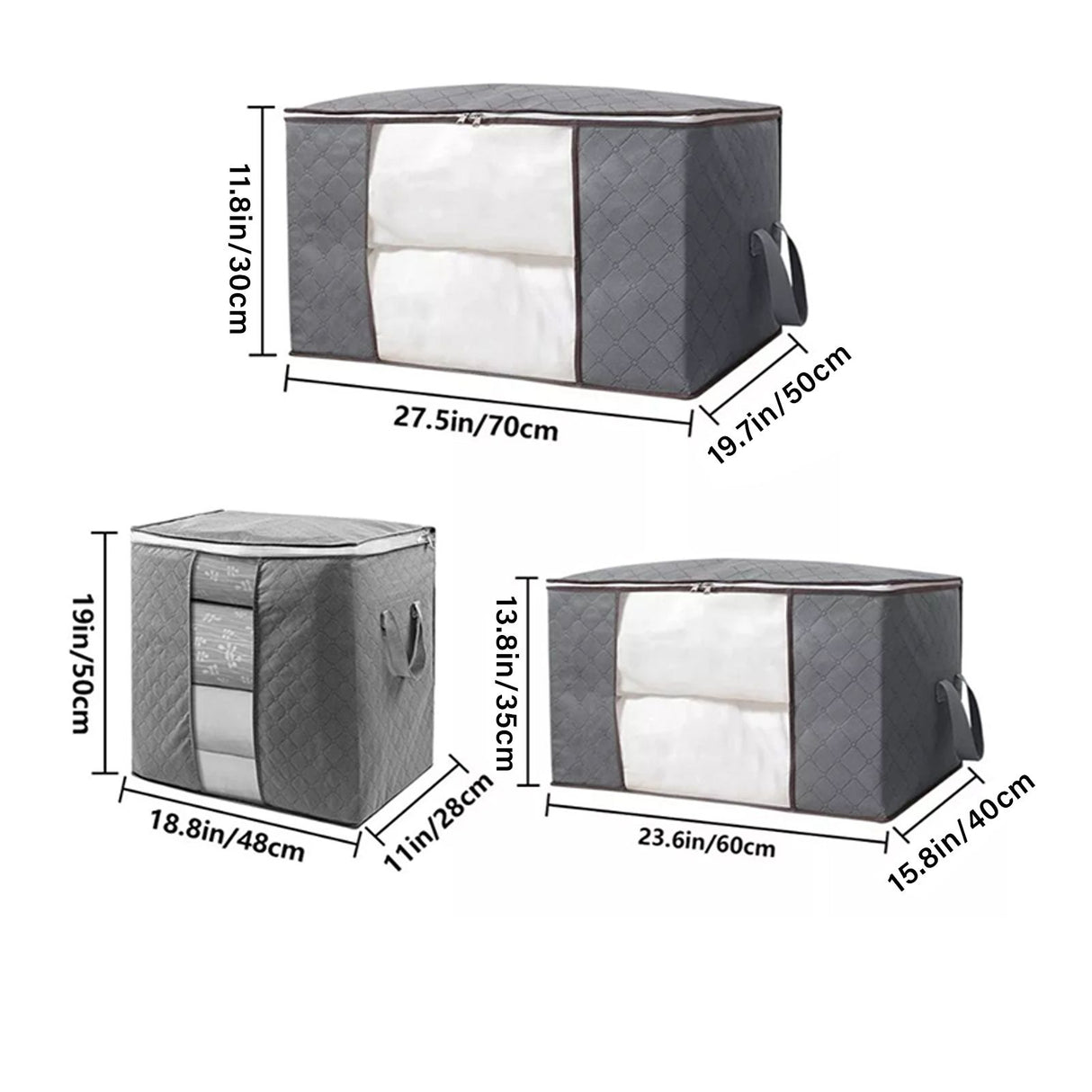 Clothes Storage Bag Large Capacity Foldable Clothing Moving Bag with Front Transparent Window