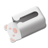 Wall Mounted Tissue Box Punching Free Cute Bear Pattern Plastic Tissue Dispenser for Home Bathroom White Bear Pink - Top-Down View