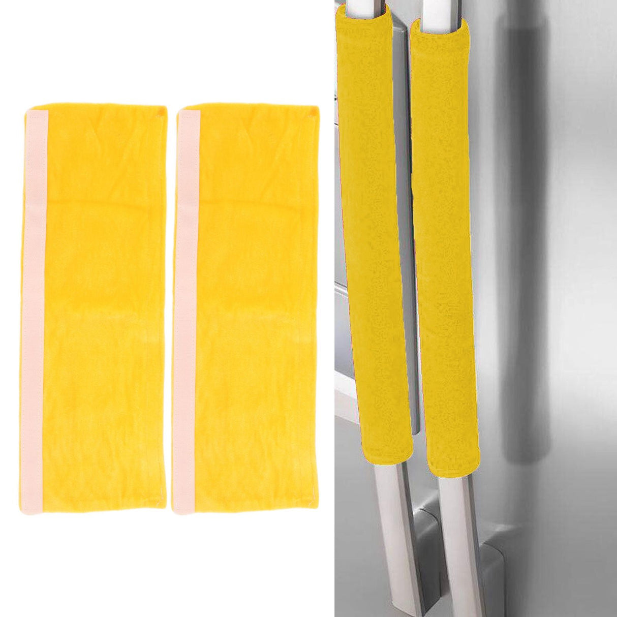 2pcs Refrigerator Door Handle Covers Soft Dustproof Refrigerator Handle Gloves for Kitchen Dining Yellow